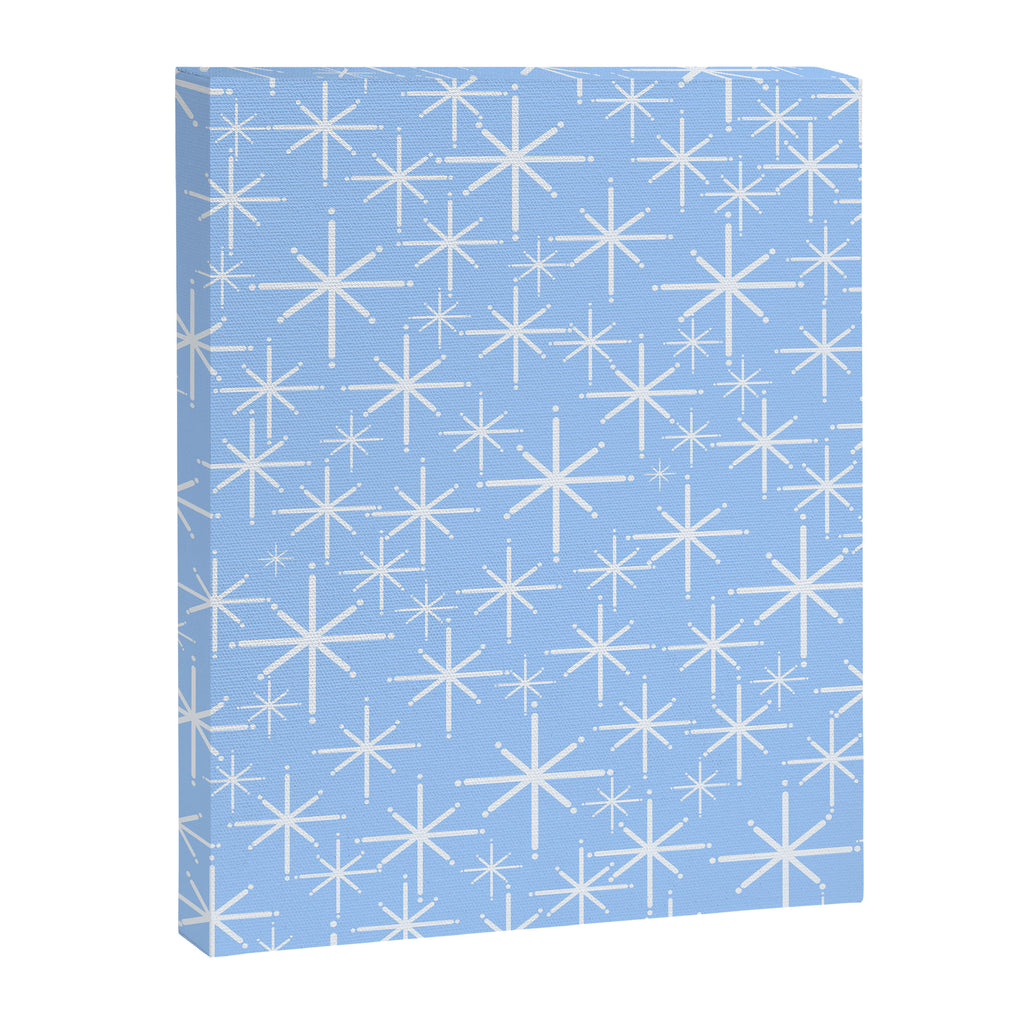 Light Blue Mid Century Modern Twinkling Stars Retro Atomic Pastel Pattern Canvas Print Gallery Image 8
