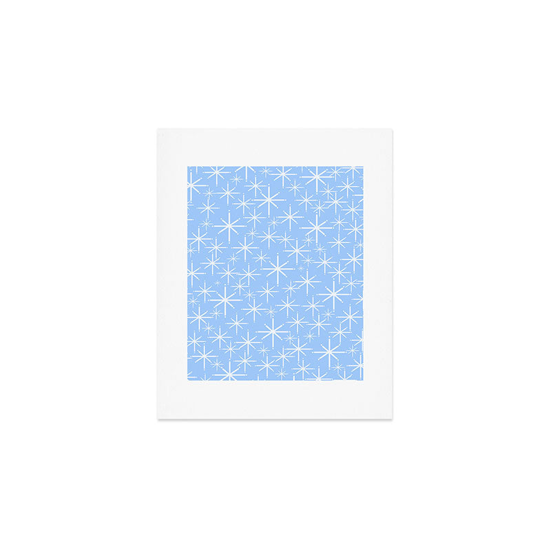Light Blue Mid Century Modern Twinkling Stars Retro Atomic Pastel Pattern Art Print Gallery Image 1