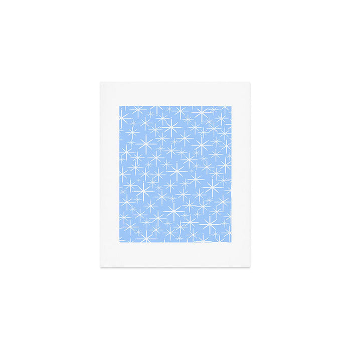 Light Blue Mid Century Modern Twinkling Stars Retro Atomic Pastel Pattern Art Print Gallery Image 1