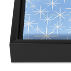 Light Blue Mid Century Modern Twinkling Stars Retro Atomic Pastel Pattern Framed Canvas Print Gallery Image 3