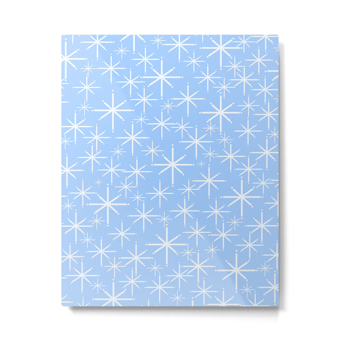 Light Blue Mid Century Modern Twinkling Stars Retro Atomic Pastel Pattern Metal Print Gallery Image 1