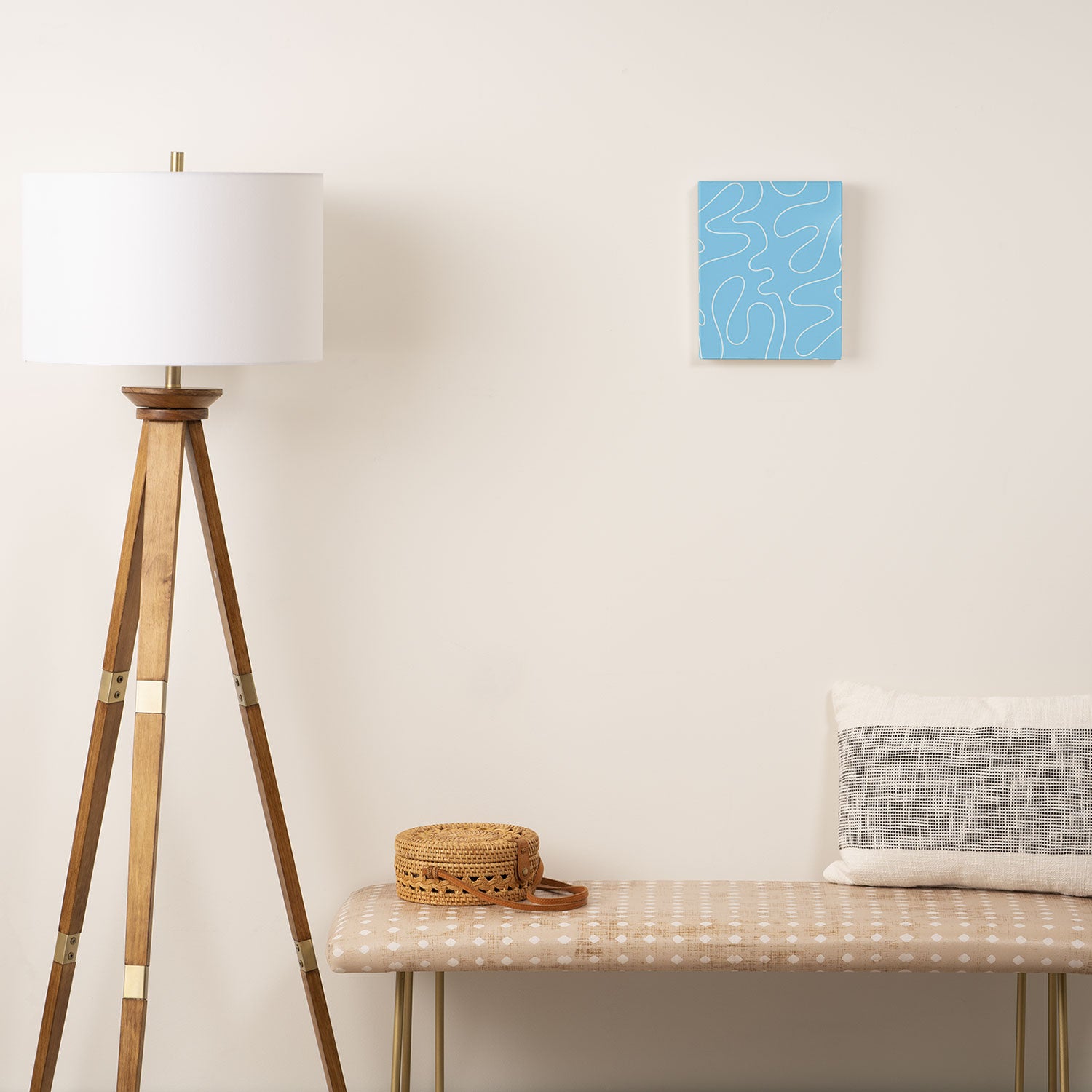 Light Blue Squiggle Abstract Pattern Canvas Print Gallery Image 2