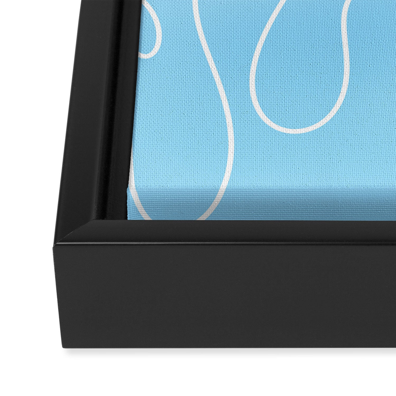 Light Blue Squiggle Abstract Pattern Framed Canvas Print Gallery Image 3