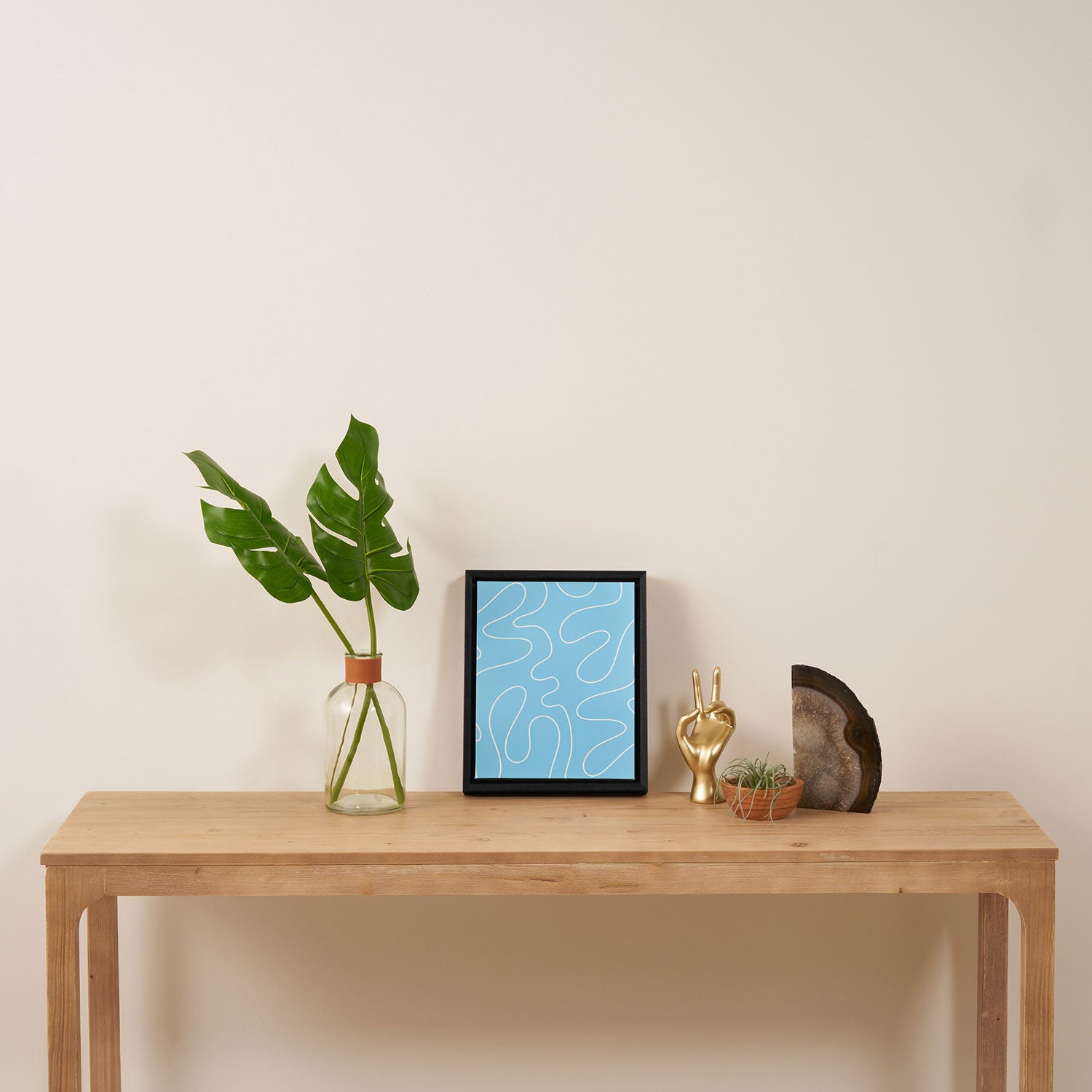 Light Blue Squiggle Abstract Pattern Framed Canvas Print Gallery Image 4