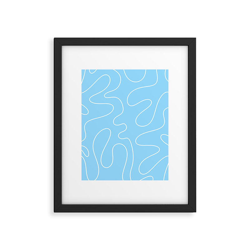 Light Blue Squiggle Abstract Pattern Framed Art Print Gallery Image 6