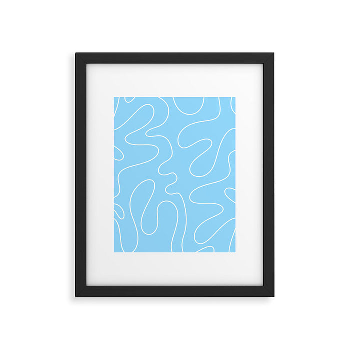 Light Blue Squiggle Abstract Pattern Framed Art Print Gallery Image 1