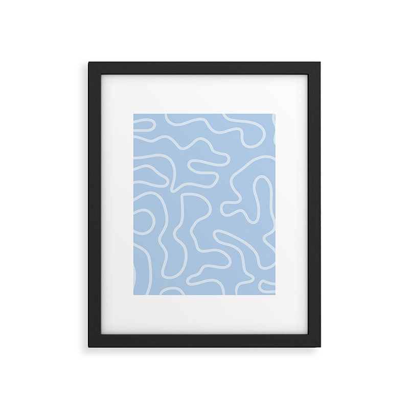 Light Blue Squiggle Maze Abstract Pastel Pattern  Framed Art Print Gallery Image 6