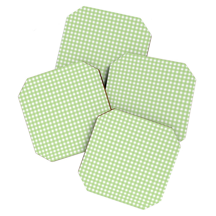Light Green Gingham Check Pattern Coaster Gallery Image 1