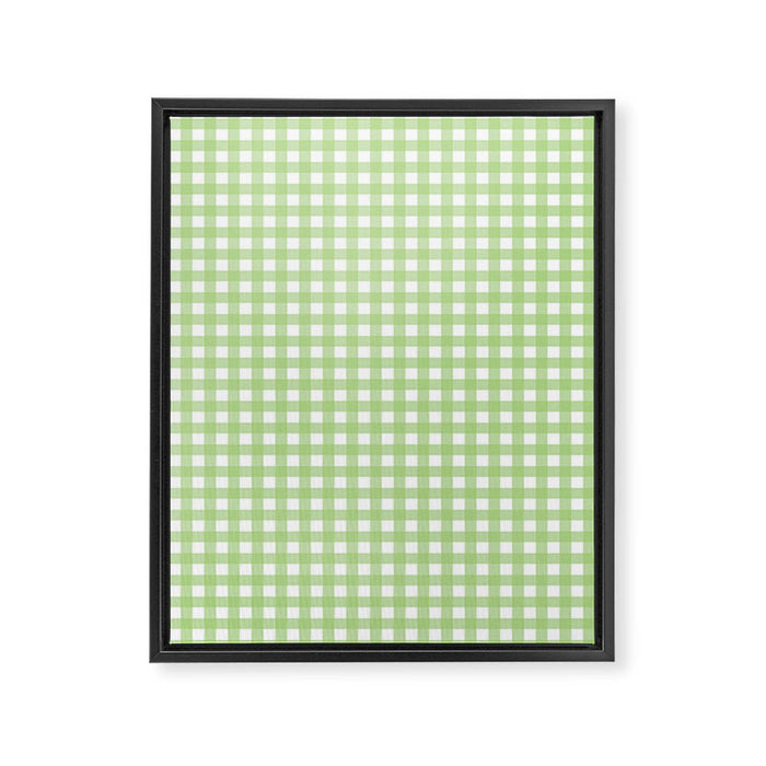 Light Green Gingham Check Pattern Framed Canvas Print Gallery Image 1