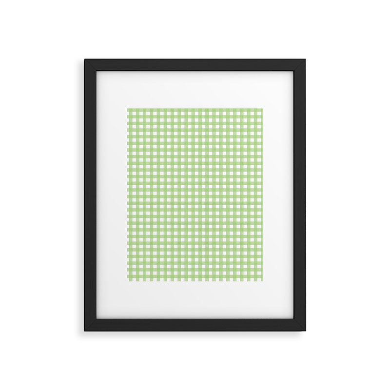 Light Green Gingham Check Pattern Framed Art Print Gallery Image 6