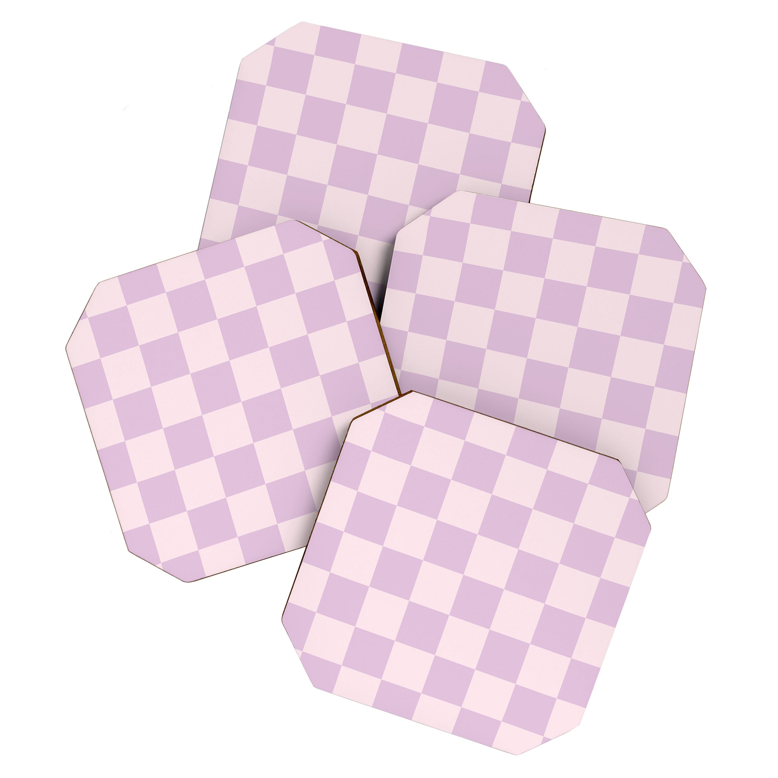 Light Lilac Checkerboard Check Pattern  Coaster Gallery Image 1