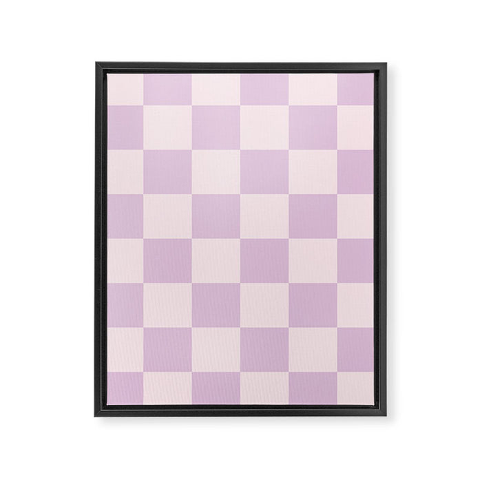 Light Lilac Checkerboard Check Pattern  Framed Canvas Print Gallery Image 1