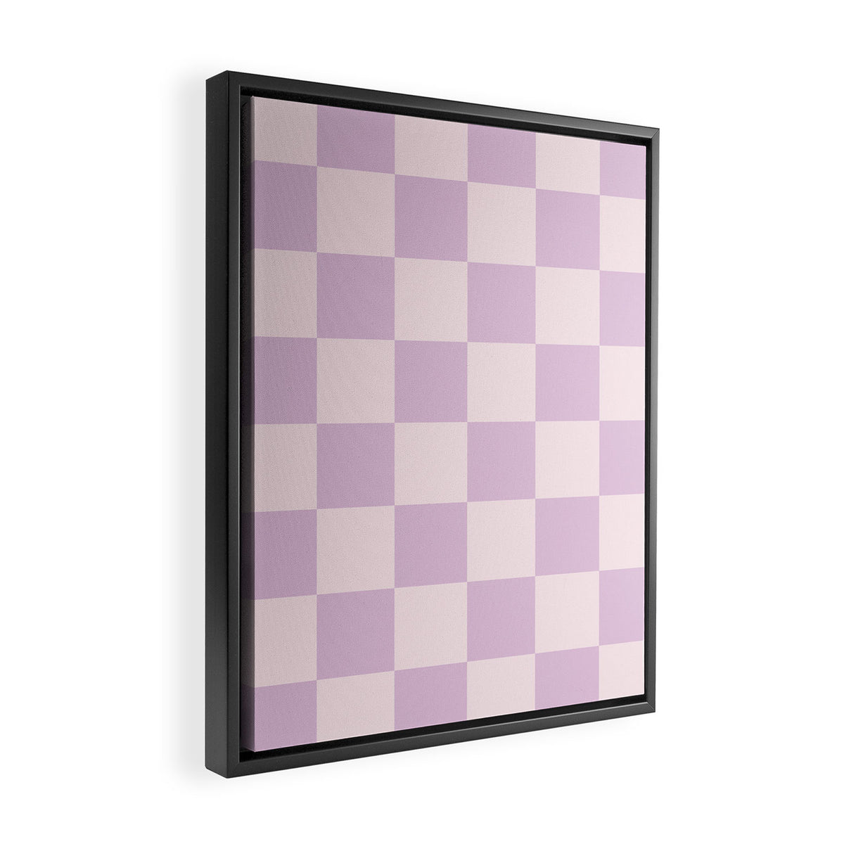Light Lilac Checkerboard Check Pattern  Framed Canvas Print Gallery Image 2