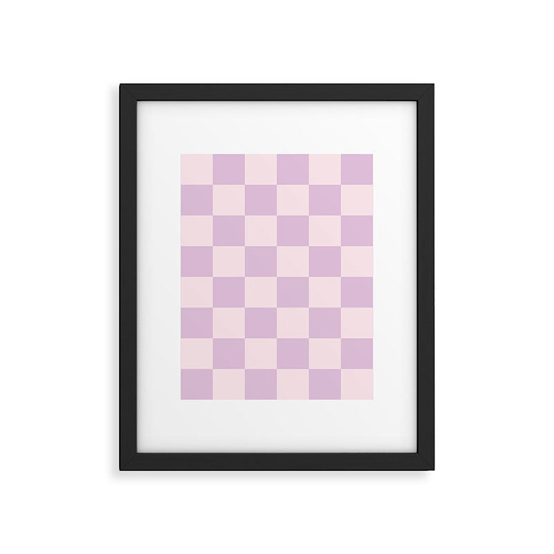Light Lilac Checkerboard Check Pattern  Framed Art Print Gallery Image 6