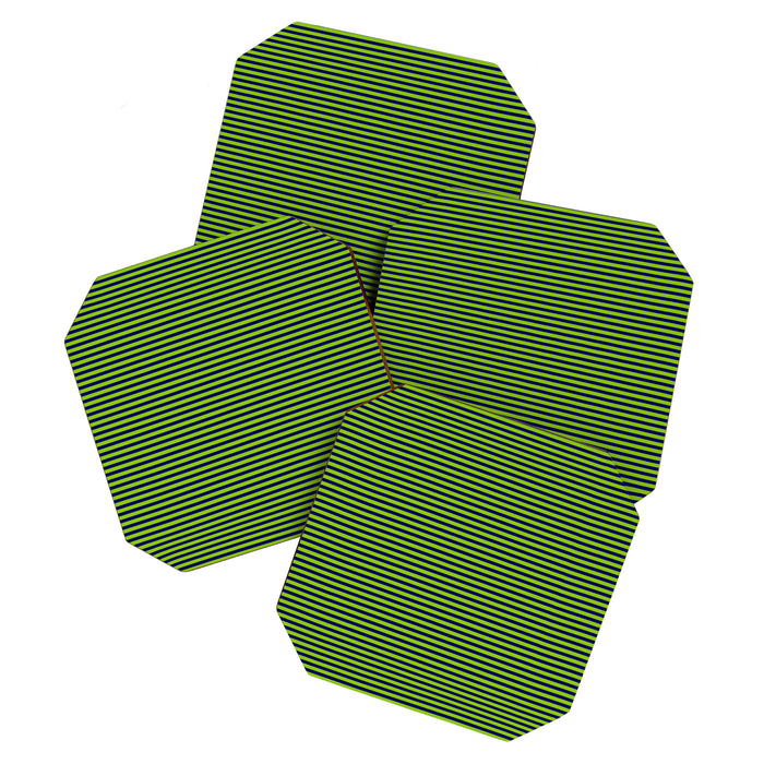 Lime Green and Navy Blue Ultra Fine Stripes Coaster Gallery Image 1