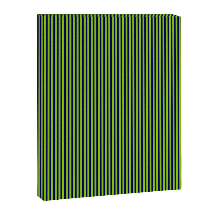 Lime Green and Navy Blue Ultra Fine Vertical Stripes Canvas Print Gallery Image 1