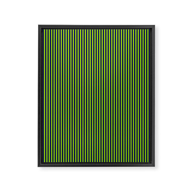 Lime Green and Navy Blue Ultra Fine Vertical Stripes Framed Canvas Print Gallery Image 6
