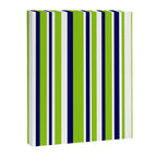 Lime Green Bright Navy Blue and White Vertical Stripes Pattern Canvas Print Gallery Image 8