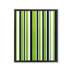Lime Green Bright Navy Blue and White Vertical Stripes Pattern Framed Canvas Print Gallery Image 8