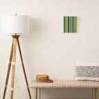 Lime Green Bright Navy Blue Gray and White Vertical Stripes Pattern Canvas Print Gallery Image 2