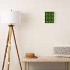 Lime Green Dot Grid Retro Modern Pop Pattern on Navy Blue Canvas Print Gallery Image 2