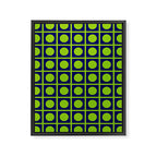 Lime Green Dot Grid Retro Modern Pop Pattern on Navy Blue Framed Canvas Print Gallery Image 8