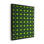 Lime Green Dot Grid Retro Modern Pop Pattern on Navy Blue Framed Canvas Print Gallery Image 2