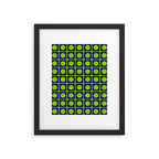 Lime Green Dot Grid Retro Modern Pop Pattern on Navy Blue Framed Art Print Gallery Image 6