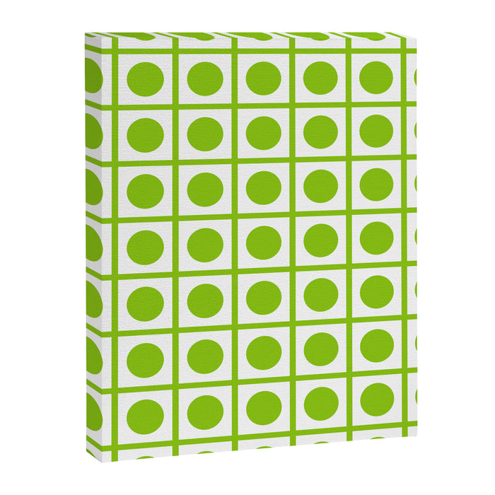 Lime Green Dot Grid Retro Modern Pop Pattern on White Canvas Print Gallery Image 1