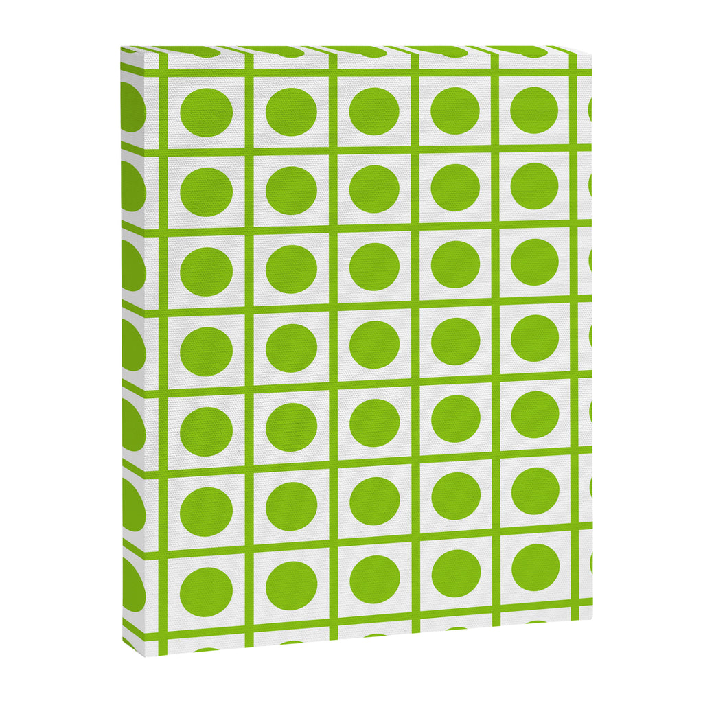 Lime Green Dot Grid Retro Modern Pop Pattern on White Canvas Print Gallery Image 8