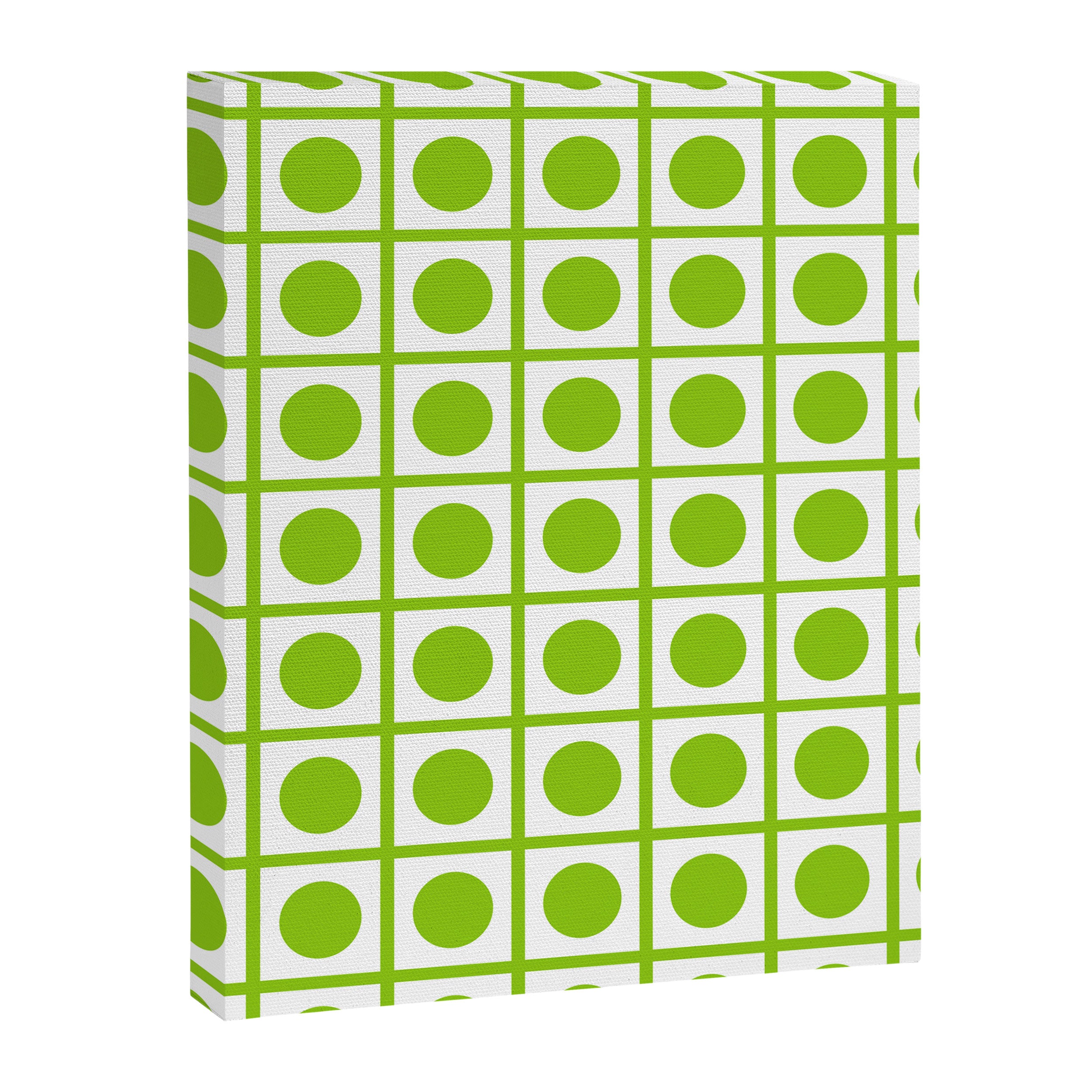 Lime Green Dot Grid Retro Modern Pop Pattern on White Canvas Print Gallery Image 8