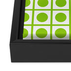 Lime Green Dot Grid Retro Modern Pop Pattern on White Framed Canvas Print Gallery Image 3