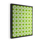 Lime Green Dot Grid Retro Modern Pop Pattern on White Framed Canvas Print Gallery Image 2