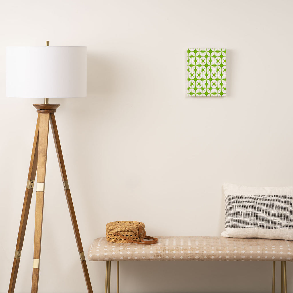 Lime Green Mid Century Modern Atomic Age Starburst Pattern Canvas Print Gallery Image 2