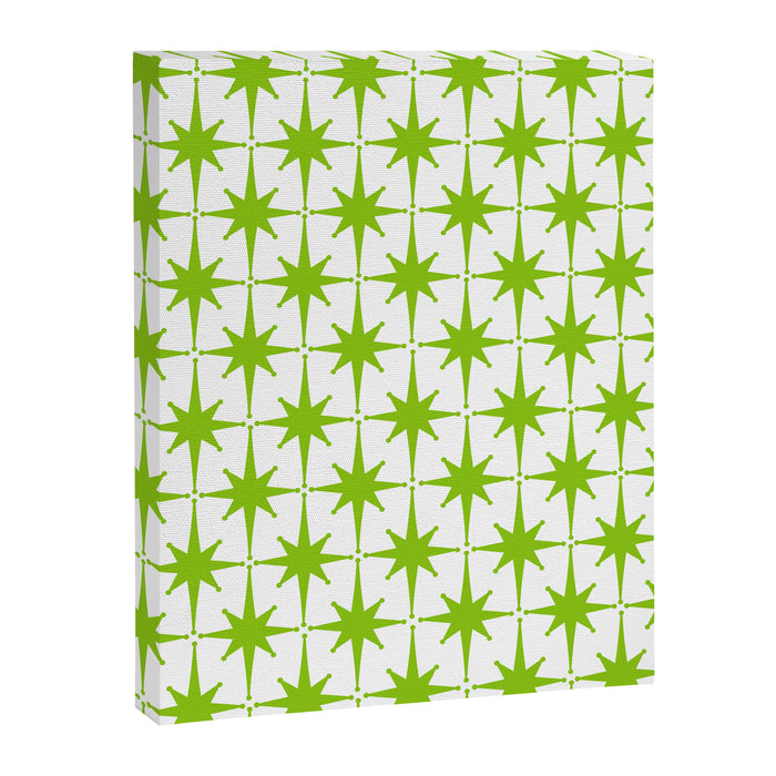 Lime Green Mid Century Modern Atomic Age Starburst Pattern Canvas Print Gallery Image 1
