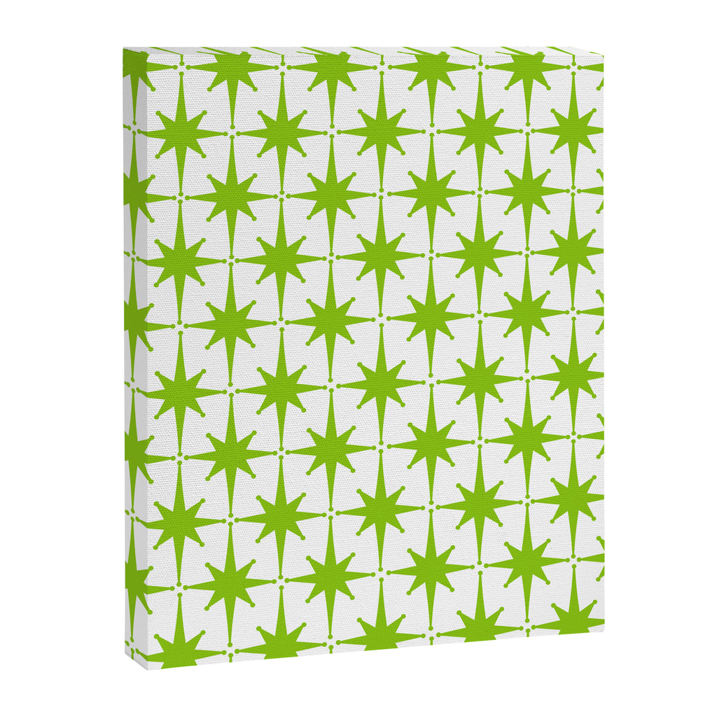 Lime Green Mid Century Modern Atomic Age Starburst Pattern Canvas Print Gallery Image 6