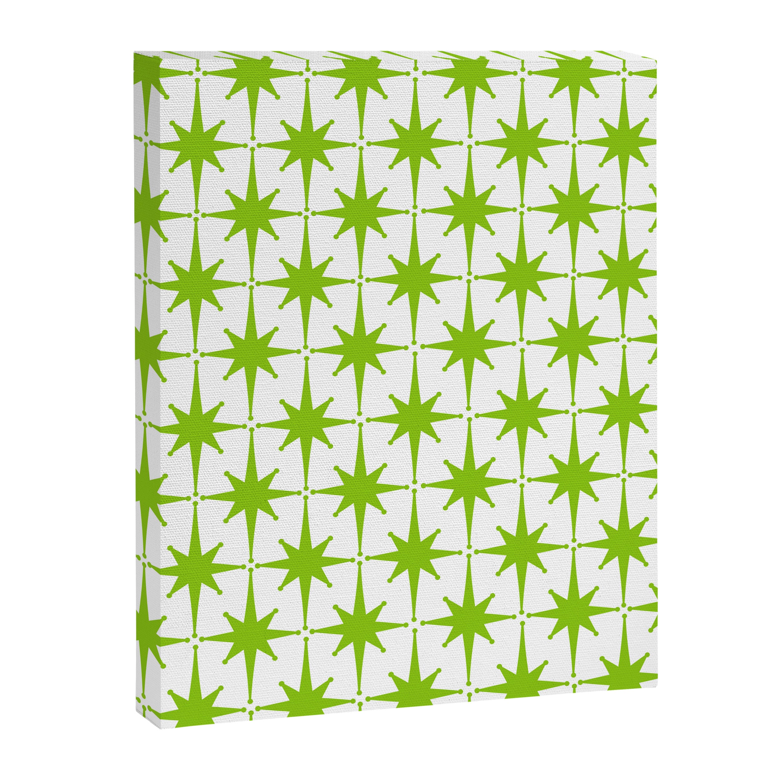 Lime Green Mid Century Modern Atomic Age Starburst Pattern Canvas Print Gallery Image 6