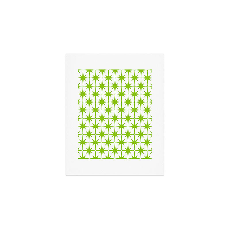 Lime Green Mid Century Modern Atomic Age Starburst Pattern Art Print Gallery Image 1