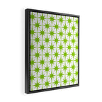 Lime Green Mid Century Modern Atomic Age Starburst Pattern Framed Canvas Print Gallery Image 2