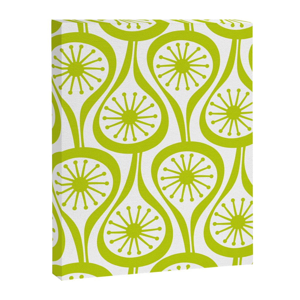 Lime Green Mid Century Modern Atomic Drops Retro Pattern on White Canvas Print Gallery Image 8