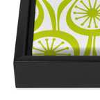Lime Green Mid Century Modern Atomic Drops Retro Pattern on White Framed Canvas Print Gallery Image 3