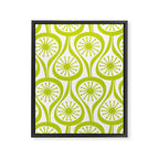Lime Green Mid Century Modern Atomic Drops Retro Pattern on White Framed Canvas Print Gallery Image 8