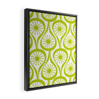 Lime Green Mid Century Modern Atomic Drops Retro Pattern on White Framed Canvas Print Gallery Image 2