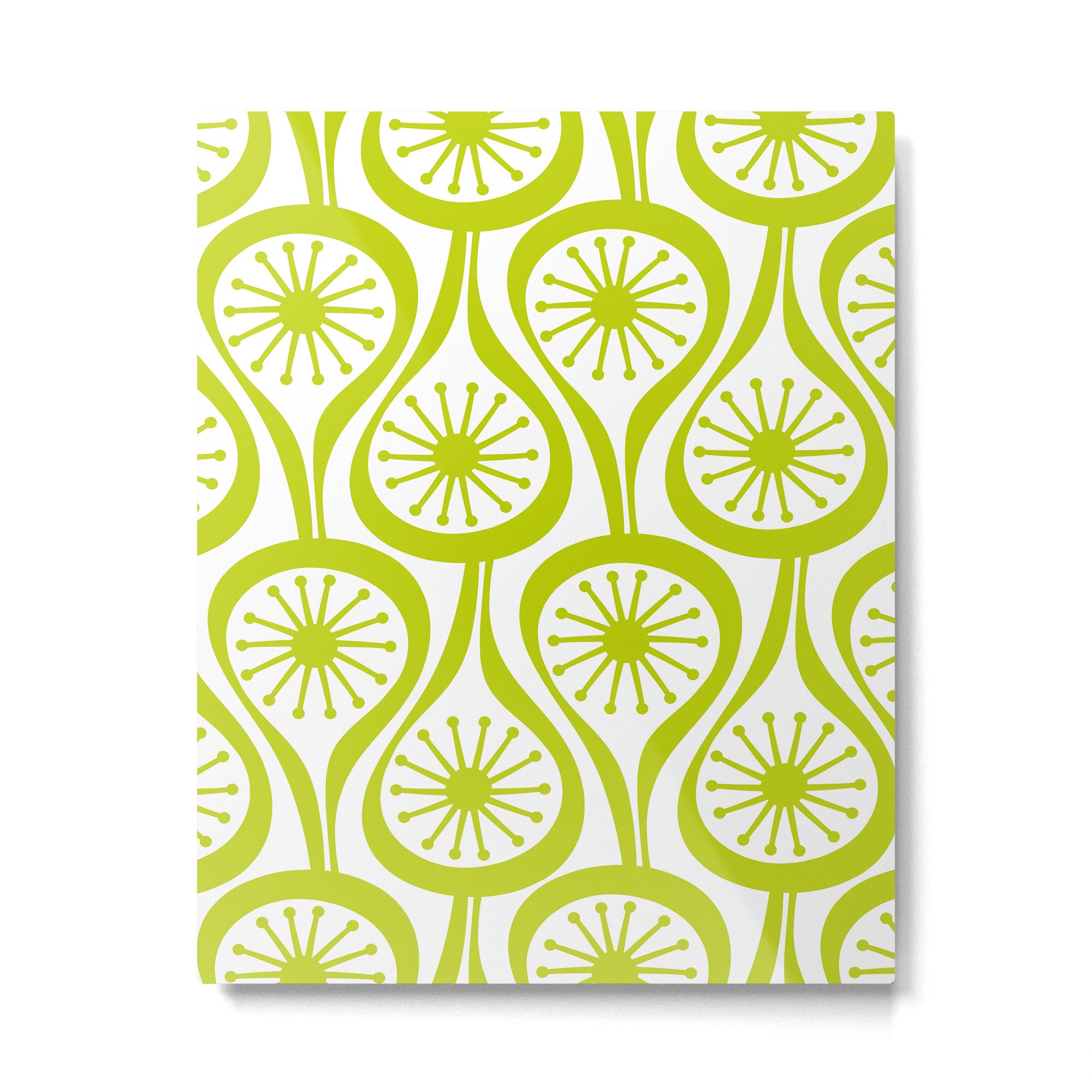 Lime Green Mid Century Modern Atomic Drops Retro Pattern on White Metal Print Gallery Image 6