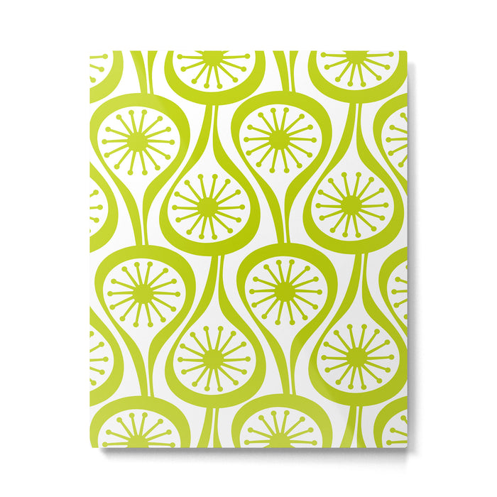 Lime Green Mid Century Modern Atomic Drops Retro Pattern on White Metal Print Gallery Image 1