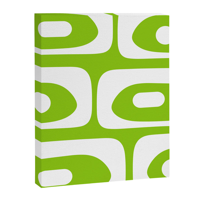 Lime Green Mid Century Modern Piquet Abstract Pattern with White Canvas Print Gallery Image 1