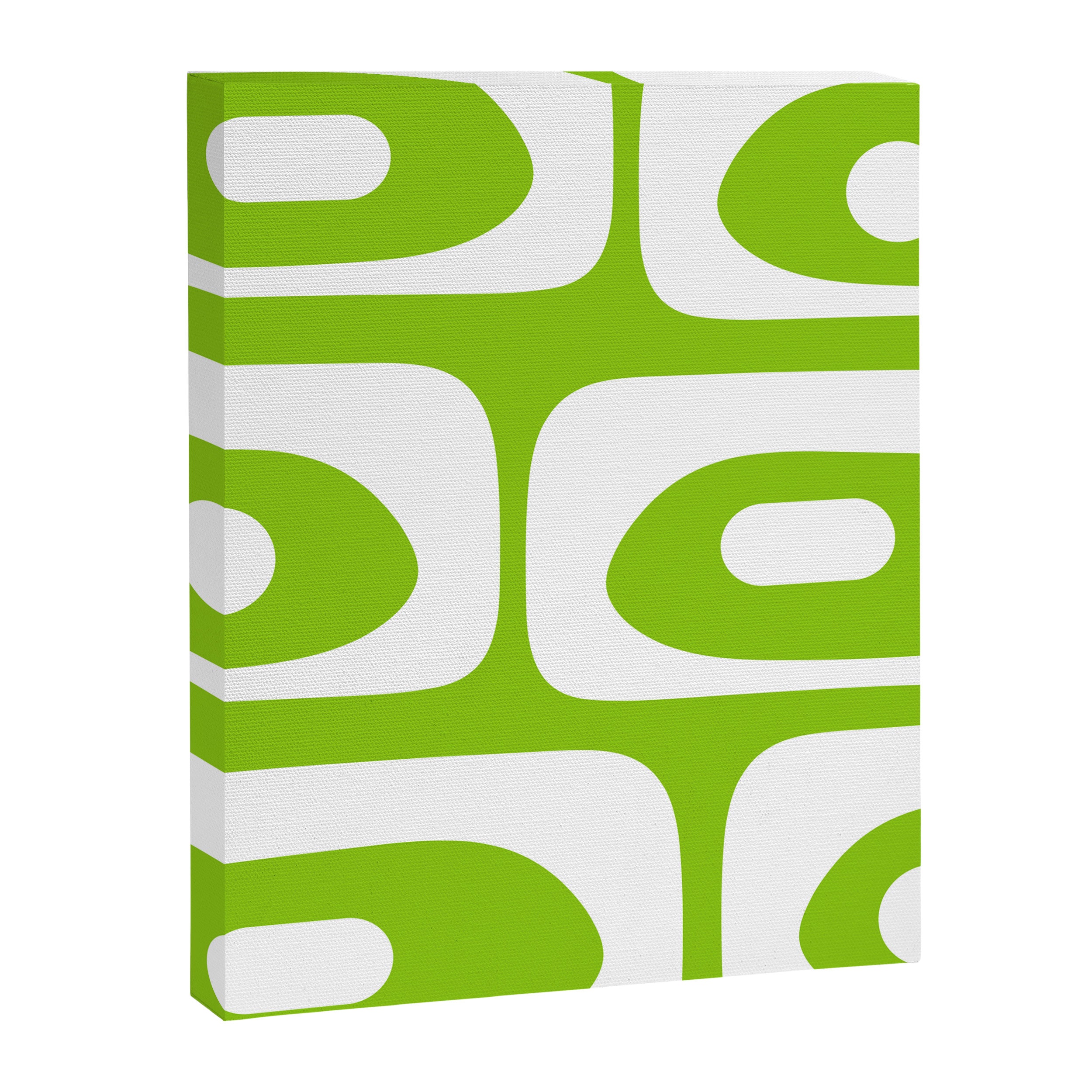 Lime Green Mid Century Modern Piquet Abstract Pattern with White Canvas Print Gallery Image 8