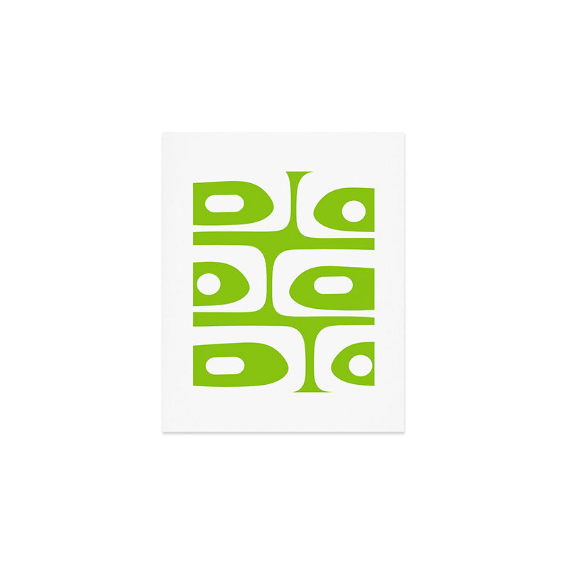 Lime Green Mid Century Modern Piquet Abstract Pattern with White Art Print Gallery Image 1