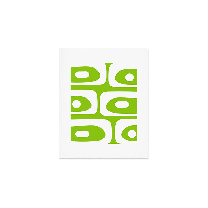 Lime Green Mid Century Modern Piquet Abstract Pattern with White Art Print Gallery Image 1