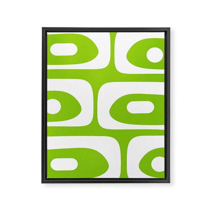 Lime Green Mid Century Modern Piquet Abstract Pattern with White Framed Canvas Print Gallery Image 1